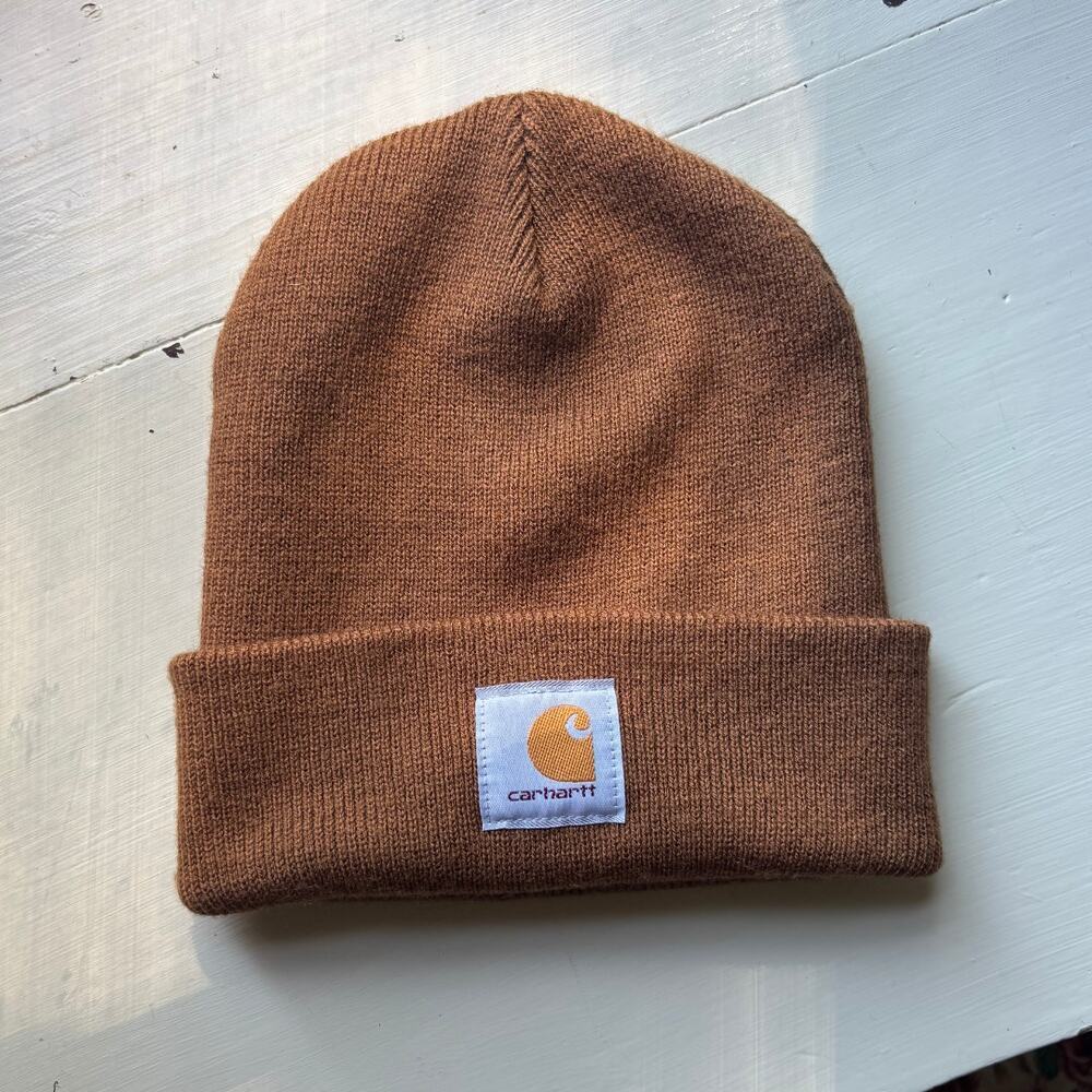 Carhartt Mens A18 Knit Cuffed Watch Cap Beanie Brown Streetwear Classic Unisex